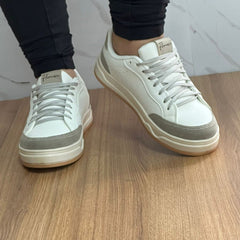 TENIS FLORENCE CASUAL BRANCO COM CINZA