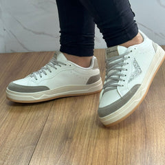 TENIS FLORENCE CASUAL BRANCO COM CINZA